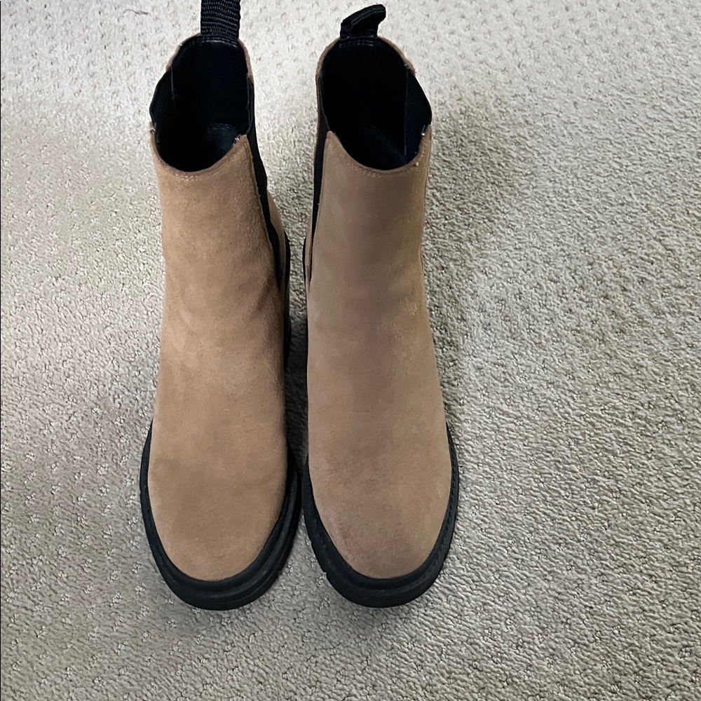 Marc Fisher Tan Ankle Boots with Black Soles